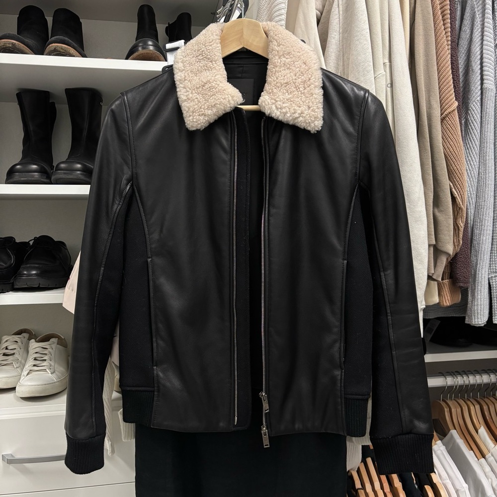 Theory Men's Black Leather & Wool Jacket